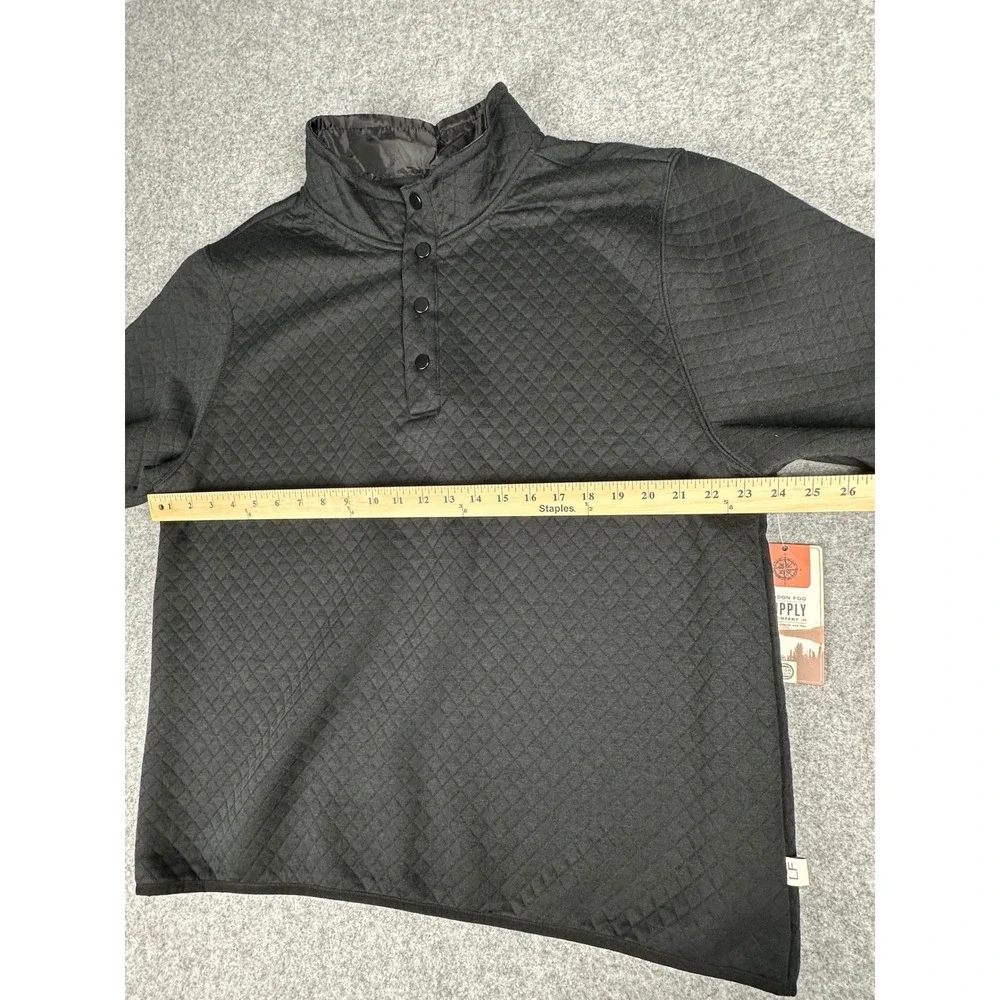 London Fog Supply Mens Quilted Snap Neck Pullover‎ Sweater XXL Black